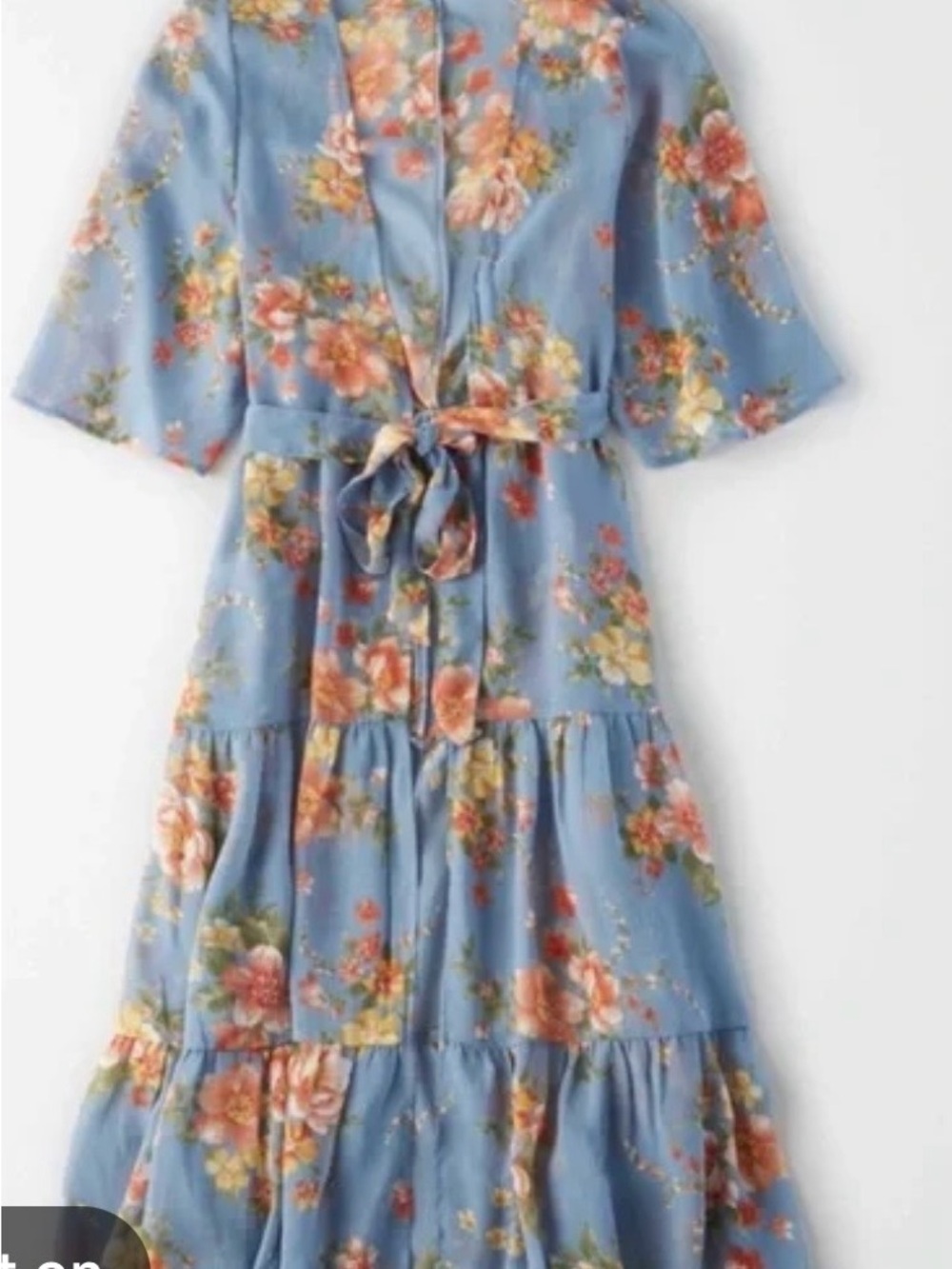 American Eagle Outfitters Blue Floral Tie-Waist Swim Coverup